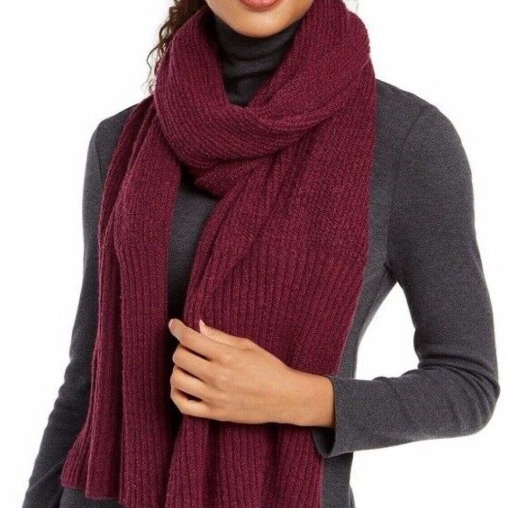 INC International Concepts Burgundy Rib Knit Scarf